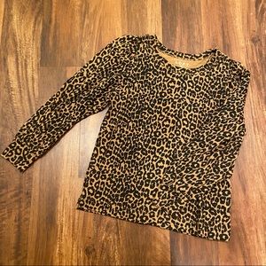 LOFT Long Sleeve Leopard Print Top